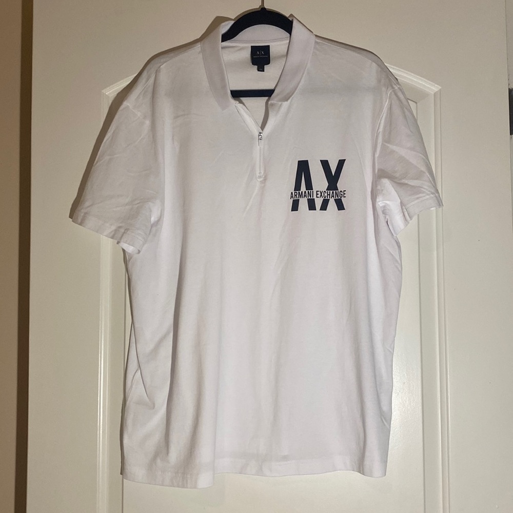 Armani Exchange Zip Up Short-Sleeve Polo